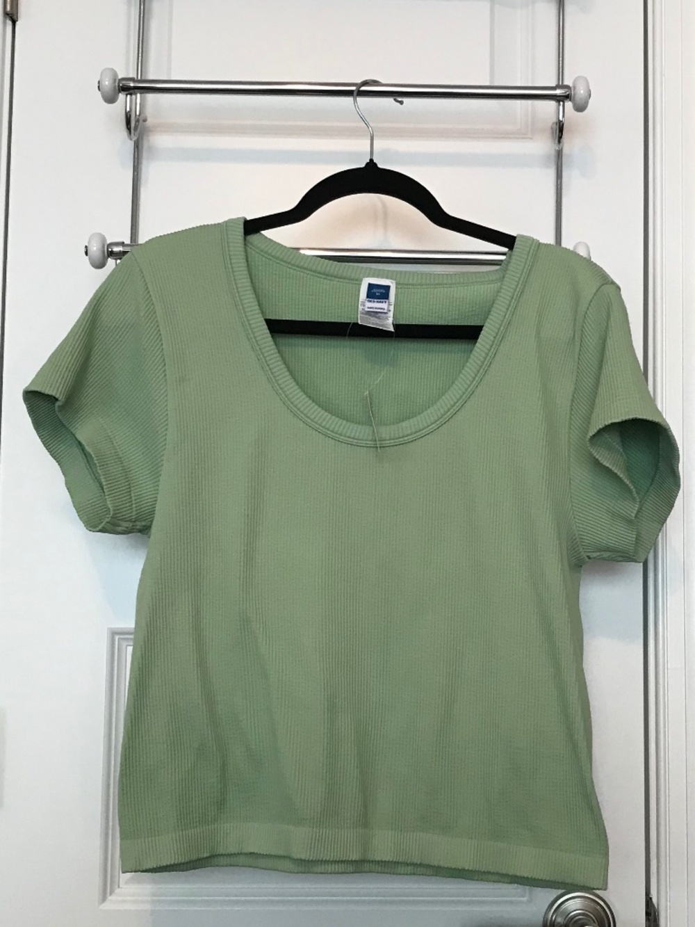 NWT Old Navy exhale seamless cropped rib green scoop neck short sleeve top (3X)